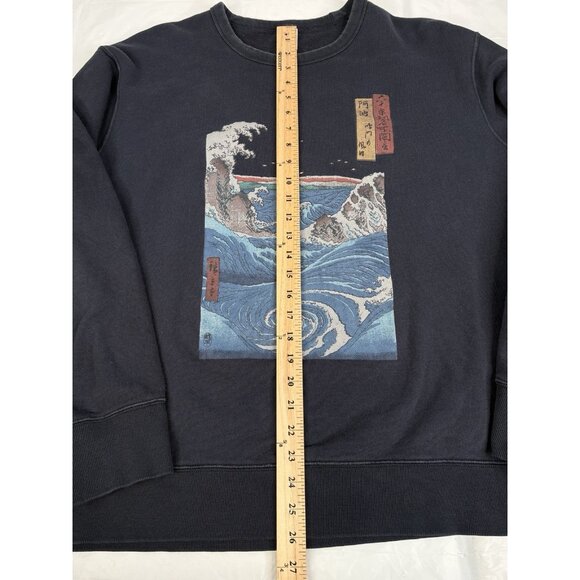 Uniqlo Sweatshirt The Wave Japan Men’s XXL Navy Blue Museum of Fine Arts Boston - Picture 9 of 13